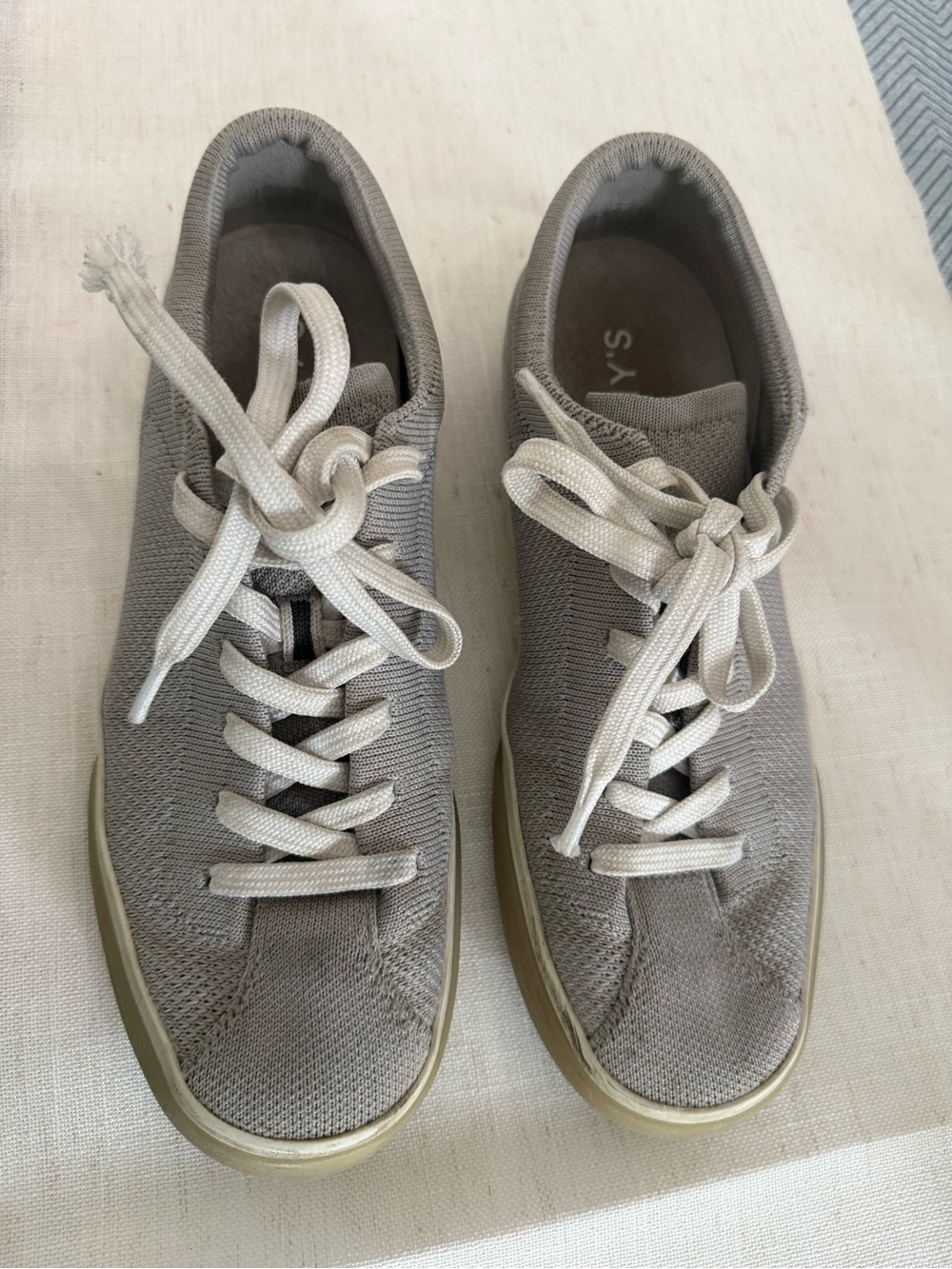 Rothy's Gray Knit Sneakers with Cream Laces